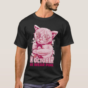 Oktober rosa kattunge Söt T Shirt