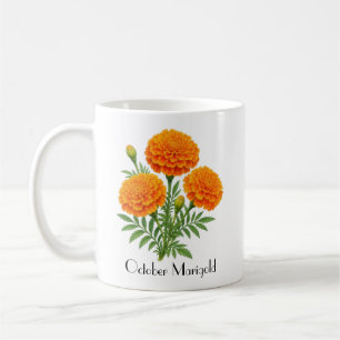 Oktober sammetsblommor kaffemugg