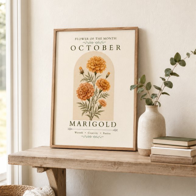 Oktober Sammetstagg Födelsedagsblomma Affisch (Skapare uppladdad)