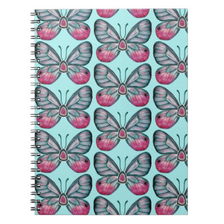 Oktober Teal Glasswing Butterfly Mönster Design Anteckningsbok