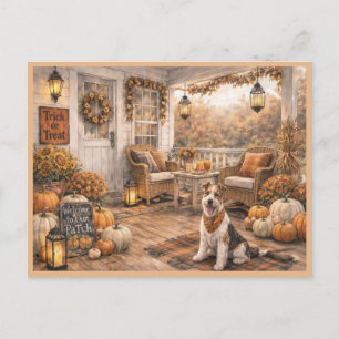 Oktober Thanksgiving Veranda Blommig Akvarell Kons Vykort