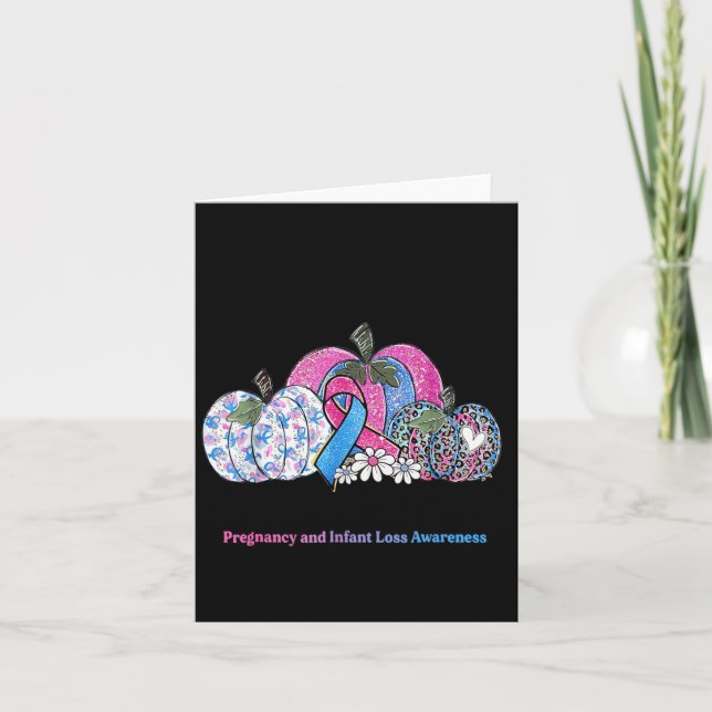 Oktober Vi Bär Nk & Blå Graviditet Spädbarn Förlor Kort (Framsida)