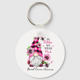 Oktober Vi Bär Rosa Gnome Bröstcancer Medvetenhet Nyckelring