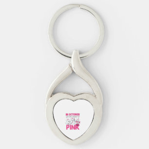 Oktober Vi Bär Rosa Sjuksköterska Bröstcancer Medv Twisted Heart Silverfärgad Nyckelring