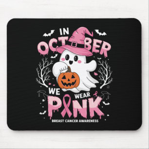 Oktober Vi Bär Rosa Tröja Spöke Bröstcancer Medvet Musmatta