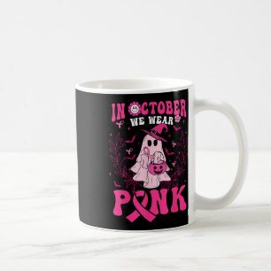 Oktober Vi Bär Rosa Tröja Spöke Halloween Bröst Kaffemugg