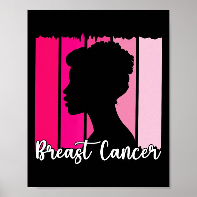 Oktober Vi Bära Rosa Black Afro Women Breast Cance Poster (Framsidan)