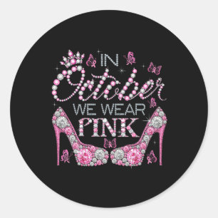 Oktober Vi Bära Rosa Breast Cancer Awareness High Runt Klistermärke