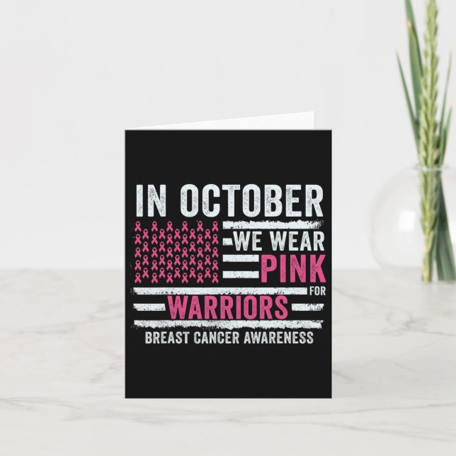 Oktober Vi Bära Rosa Breast Cancer Awareness Month Kort (Framsida)