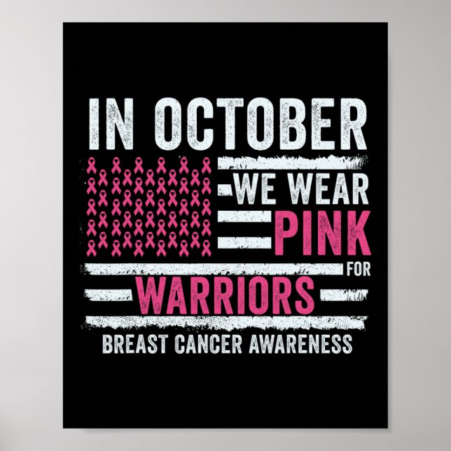 Oktober Vi Bära Rosa Breast Cancer Awareness Month Poster (Framsidan)