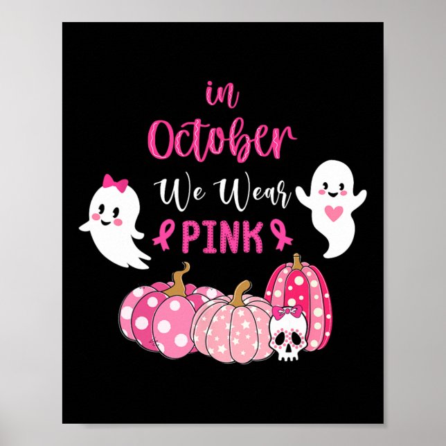 Oktober Vi Bära Rosa Breast Cancer Awareness Poster (Framsidan)