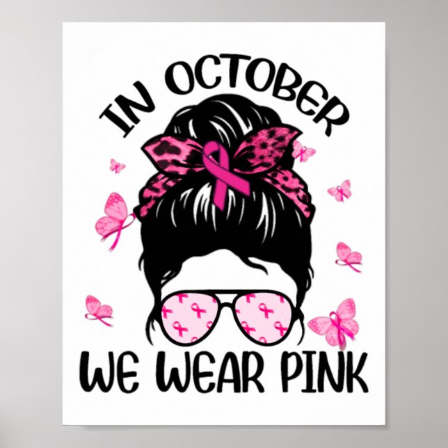 Oktober Vi Bära Rosa Breast Cancer Awareness Poster (Framsidan)