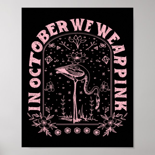 Oktober Vi Bära Rosa Breast Cancer Awareness Poster (Framsidan)