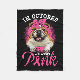 Oktober Vi Bära Rosa Breast Cancer English Bulldog Fleecefilt
