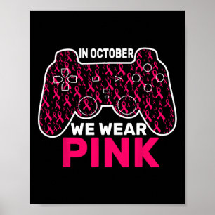 Oktober Vi Bära Rosa Breast Cancer Gaming Kids Tod Poster