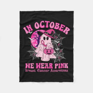 Oktober Vi Bära Rosa Breast Cancer Women Ghost Hal Fleecefilt