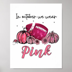 Oktober Vi Bära Rosa Football Breast Cancer Awaren Poster