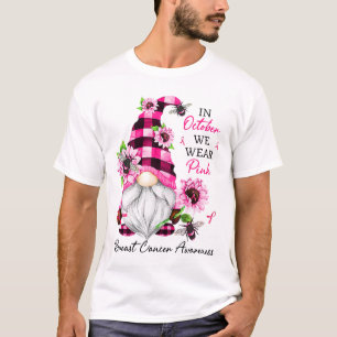 Oktober Vi Bära Rosa Gnome Breast Cancer Awareness T Shirt
