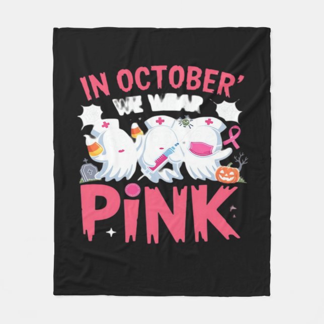 Oktober Vi Bära Rosa Medvetenhet om bröstcancer ho Fleecefilt (Framsidan)