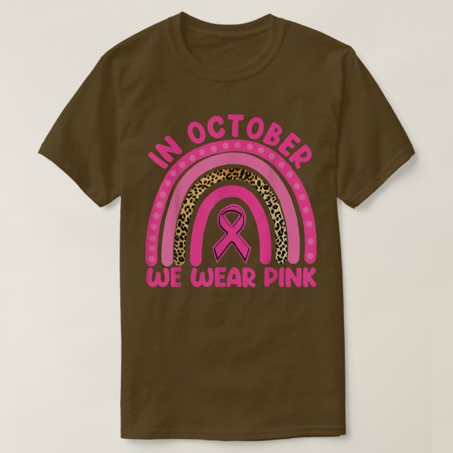Oktober vi Bära Rosa Rainbow Breast Cancer Awarene T Shirt (Design framsida)