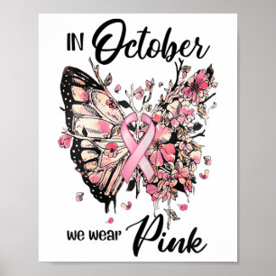 Oktober Vi Bära Rosa Ribbon Breast Cancer Awarenes Poster