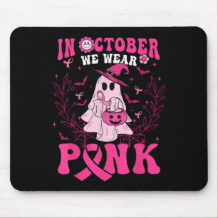 Oktober Vi Bära Rosa Shirt Ghost Halloween Breast Musmatta
