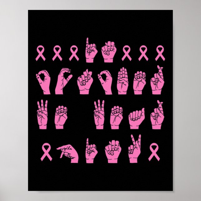 oktober Vi Bära Rosa Sign Language Breast Cancer S Poster (Framsidan)