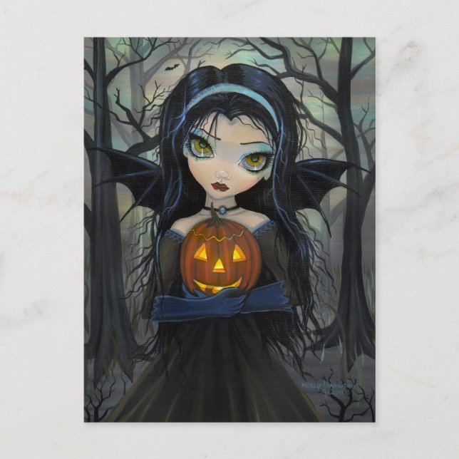 Oktober Woods Gotisk Vampyr Halloween Postkort Vykort (Framsida)