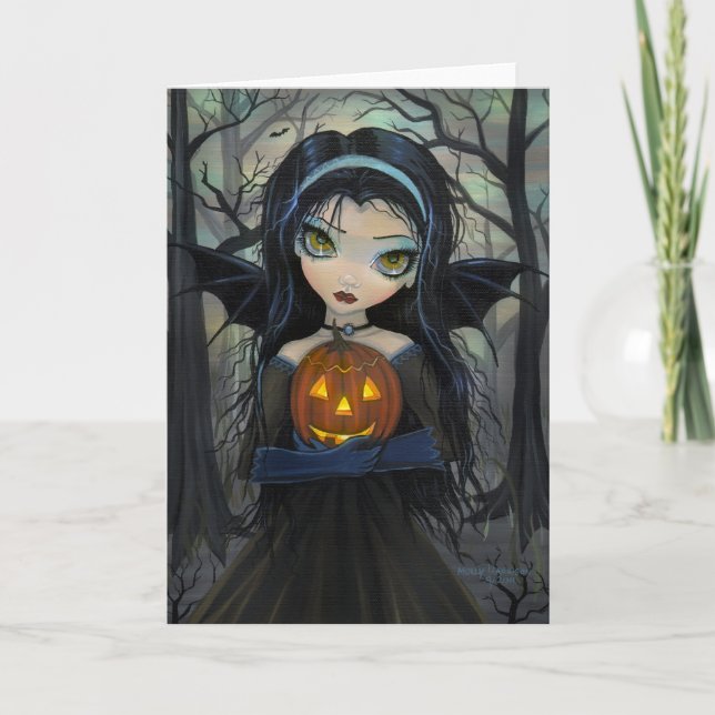 Oktober Woods Vampire Big-Eye Halloween-kort Kort (Framsida)