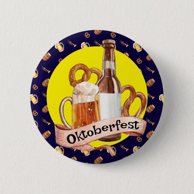 Oktoberfest Beer And Pretzels  Knapp (Framsida)