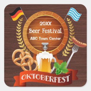 Oktoberfest Beer Barrel Fyrkantigt Klistermärke