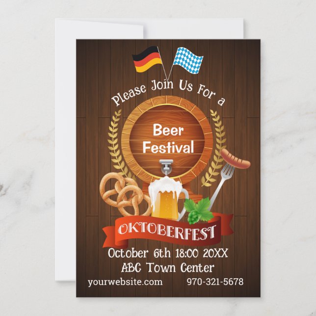 Oktoberfest Beer Barrel Inbjudningar (Framsida)