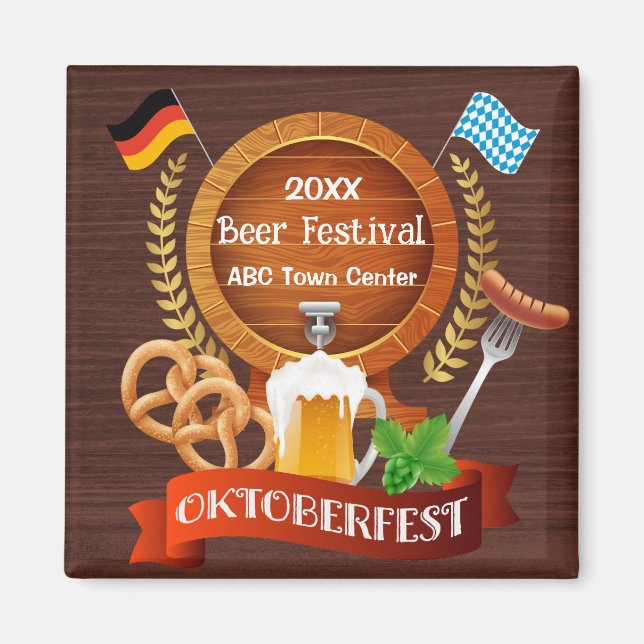 Oktoberfest Beer Barrel Magnet (Framsidan)