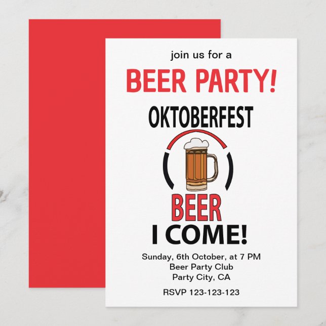 Oktoberfest Beer Festival Party Oktoberfest Inbjudningar (Fram/baksida)