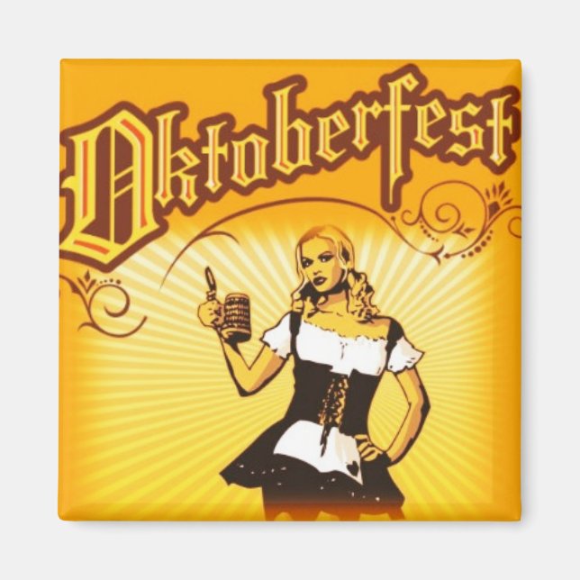Oktoberfest Beer Hall Girl Event Souvenir Magnet (Framsidan)