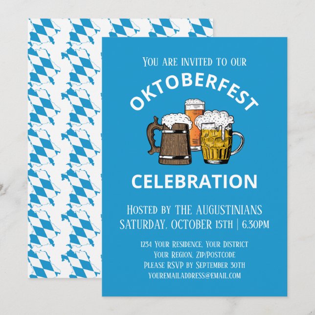 OKTOBERFEST Beer Inbjudningar (Fram/baksida)