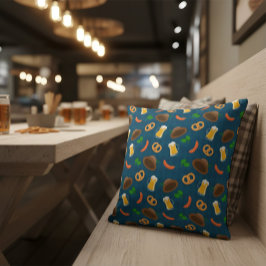 Oktoberfest Beer, Pretzel & Sause Mönster Throw Kudde