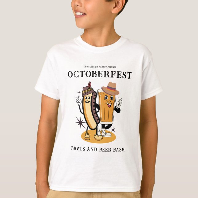 Oktoberfest Brats Beer Fall Party Retro Barn T Shirt (Framsida)