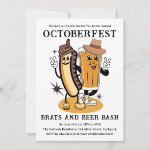 Oktoberfest Brats och Beer Fall Party Retro Inbjudningar
