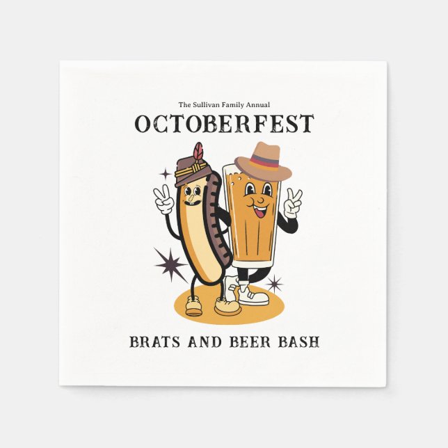 Oktoberfest Brats och Beer Fall Party Retro Pappersservett (Framsidan)