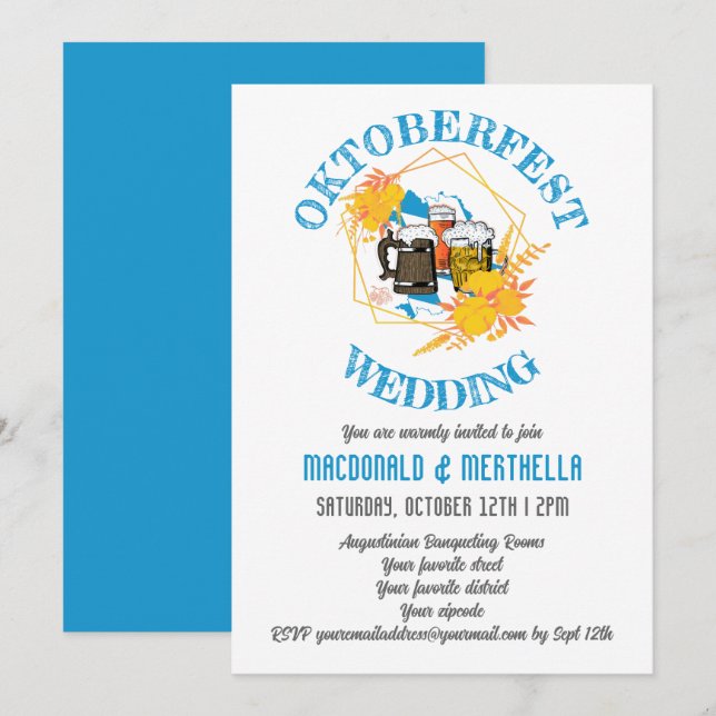 OKTOBERFEST Bröllop Inbjudningar (Fram/baksida)