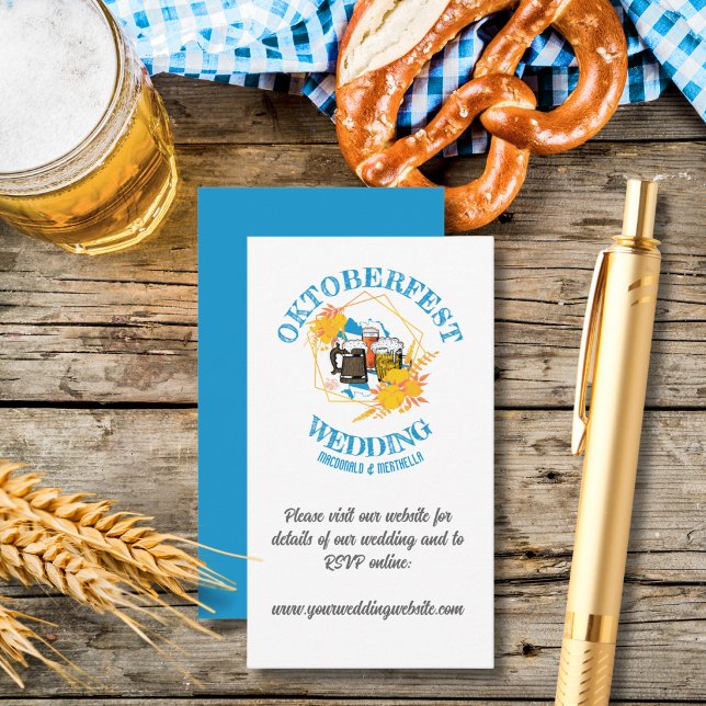 OKTOBERFEST-BRÖLLOPS Webbplats Tilläggskort (OKTOBERFEST WEDDING Website Enclosure Card for your beer-themed wedding stationery.)