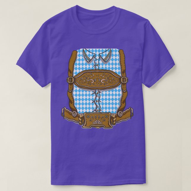 Oktoberfest Costume Halloween Lederhosen T Shirt (Design framsida)