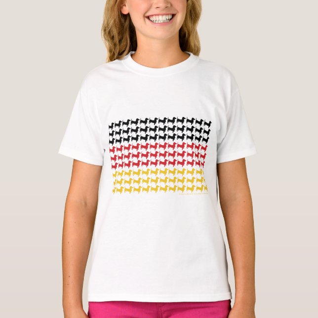 Oktoberfest Dachshund Flagga T Shirt (Framsida)