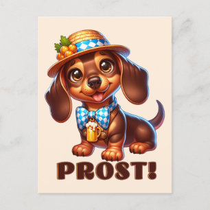 Oktoberfest Dachshund Prost! Vykort