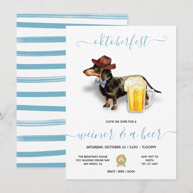 Oktoberfest Dackel Wiener & Ölparty Inbjudningar (Fram/baksida)
