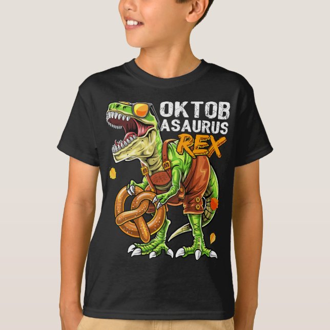 Oktoberfest Dinosaur Lederhosen Bavarian Costume G T Shirt (Framsida)