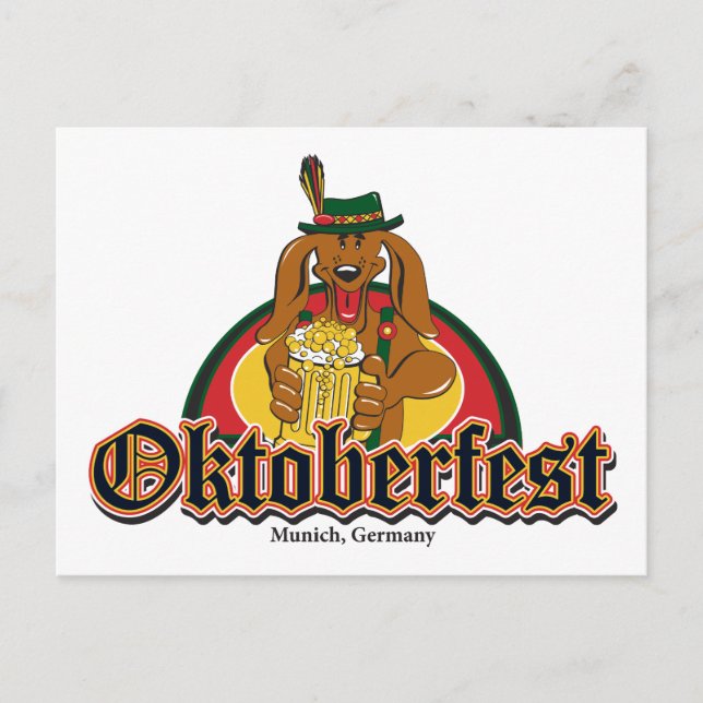 Oktoberfest Doxie Beer Vykort (Framsida)
