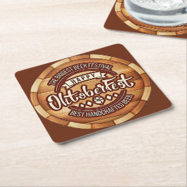 Oktoberfest Festival Brown Wooden Beer Barrel Underlägg Papper Kvadrat