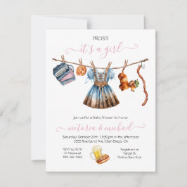 Oktoberfest Girl Baby Shower Clothesline Inbjudningar